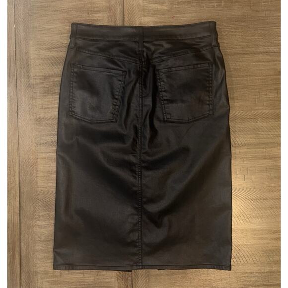Chico’s Faux Leather Midi Pencil Skirt Black Mid Rise Size 0.5 Women’s Size 6 - Picture 9 of 11